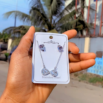 Silver necklace and earrings