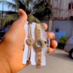 Gold wrist watch set Jewelry
