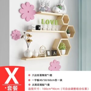 Wall mounted hexagon shelf set